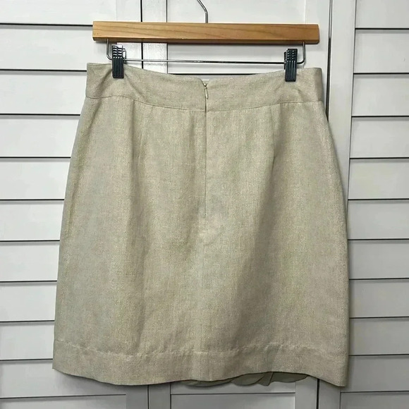 Anthropologie Yoana Baraschi Draped Sash Linen Blend Skirt Size 8 Gold Shimmer - Picture 9 of 15